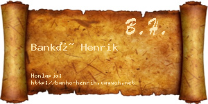 Bankó Henrik névjegykártya