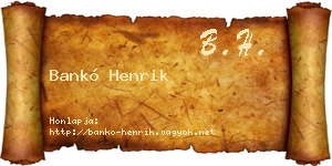 Bankó Henrik névjegykártya